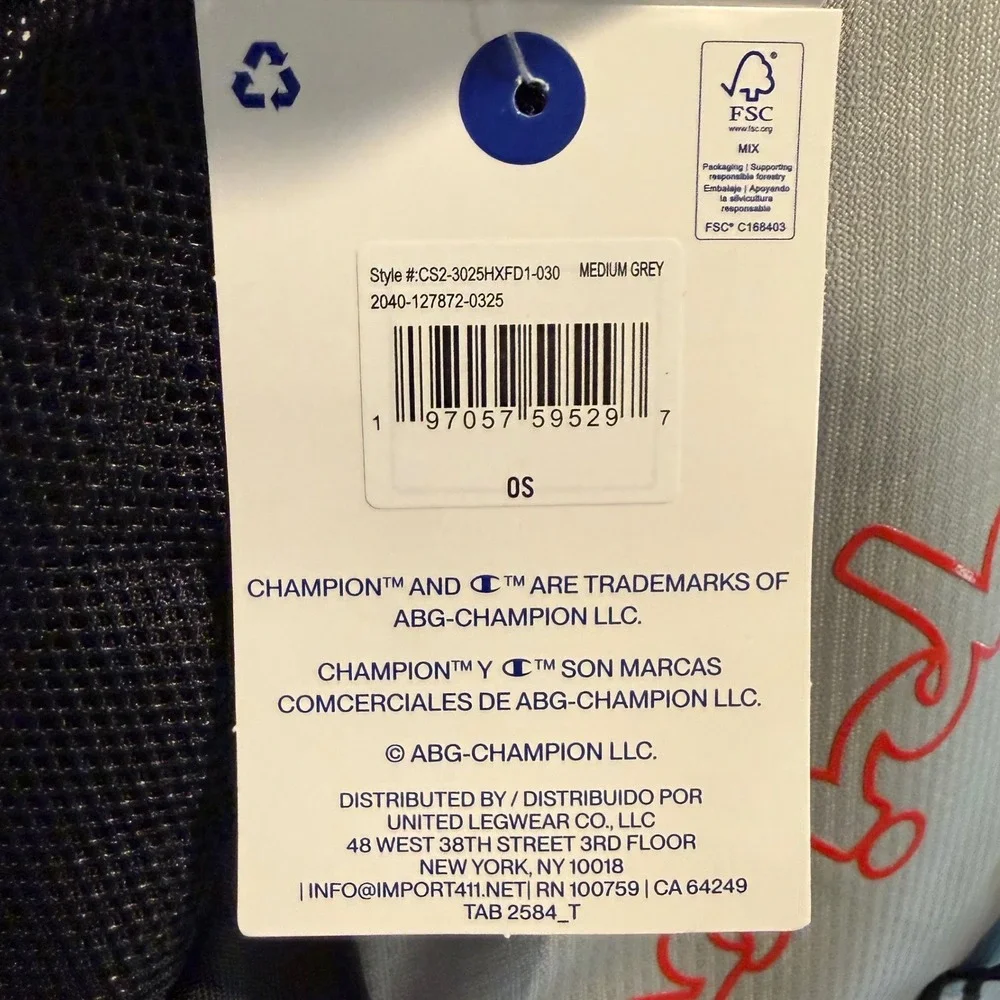 Champion Backpack Medium Grey Black Laptop Sleeve 17 Inch School Travel‎ NWT